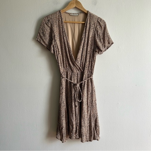 Abercrombie & Fitch Sz MT Cheetah Neutral Wrap Dress - Picture 2 of 12